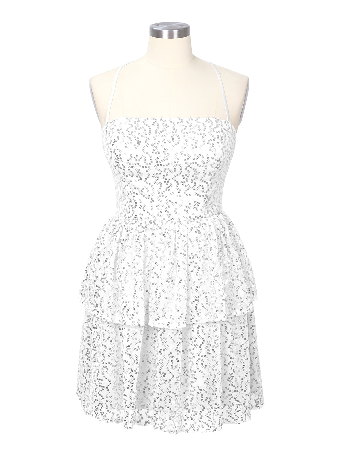 Sequined Halter Flare Mini Dress 