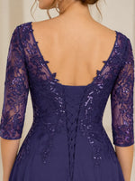 Applique V-Neck Chiffon Dress-Plus Size