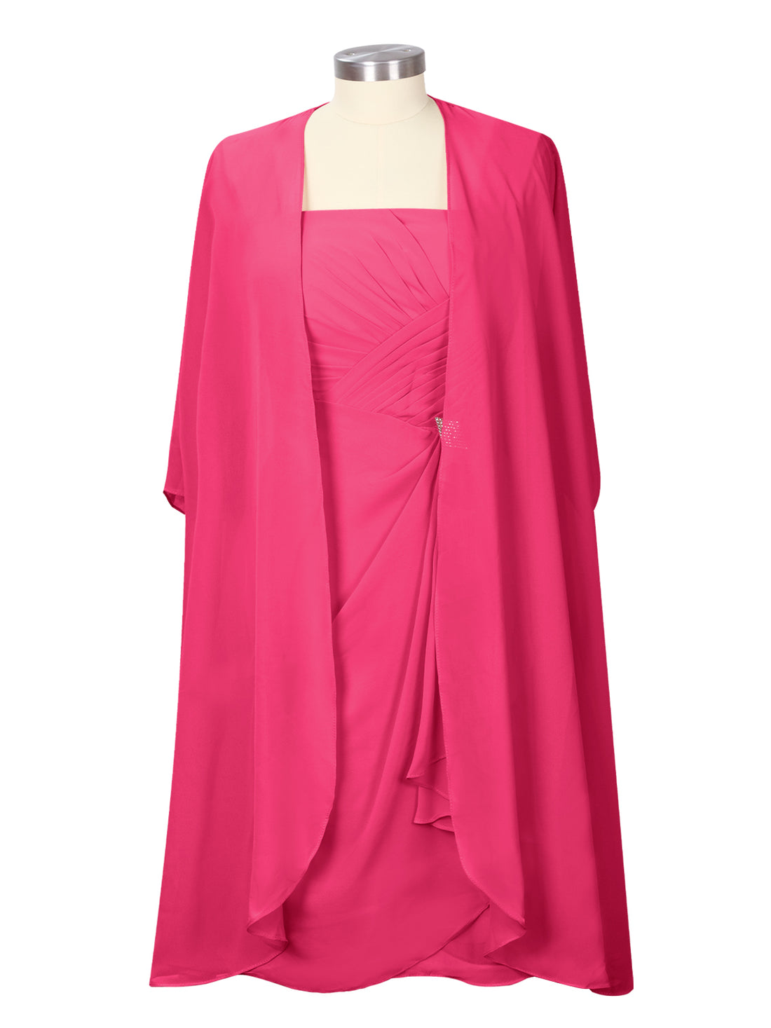 Ruched Chiffon Two-Piece Dress Set 