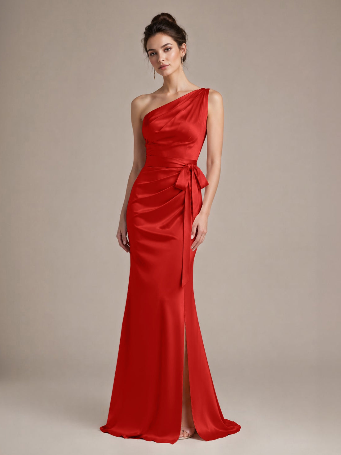 One-Shoulder Bridesmaid Dress with Sash