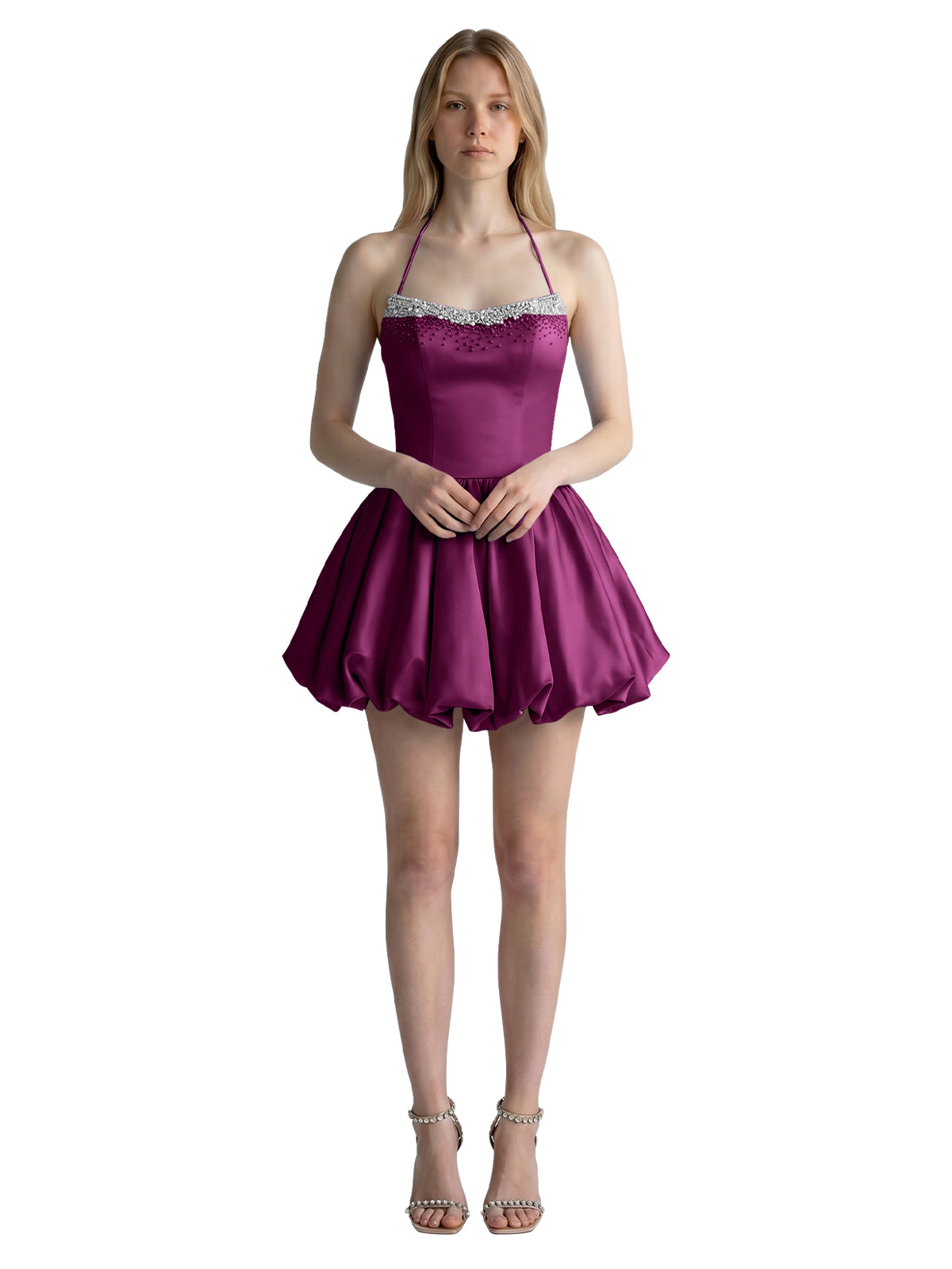 Beading Bubble Hem Mini Dress 