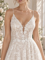 V-Neck Wedding Dress with Cutout Details