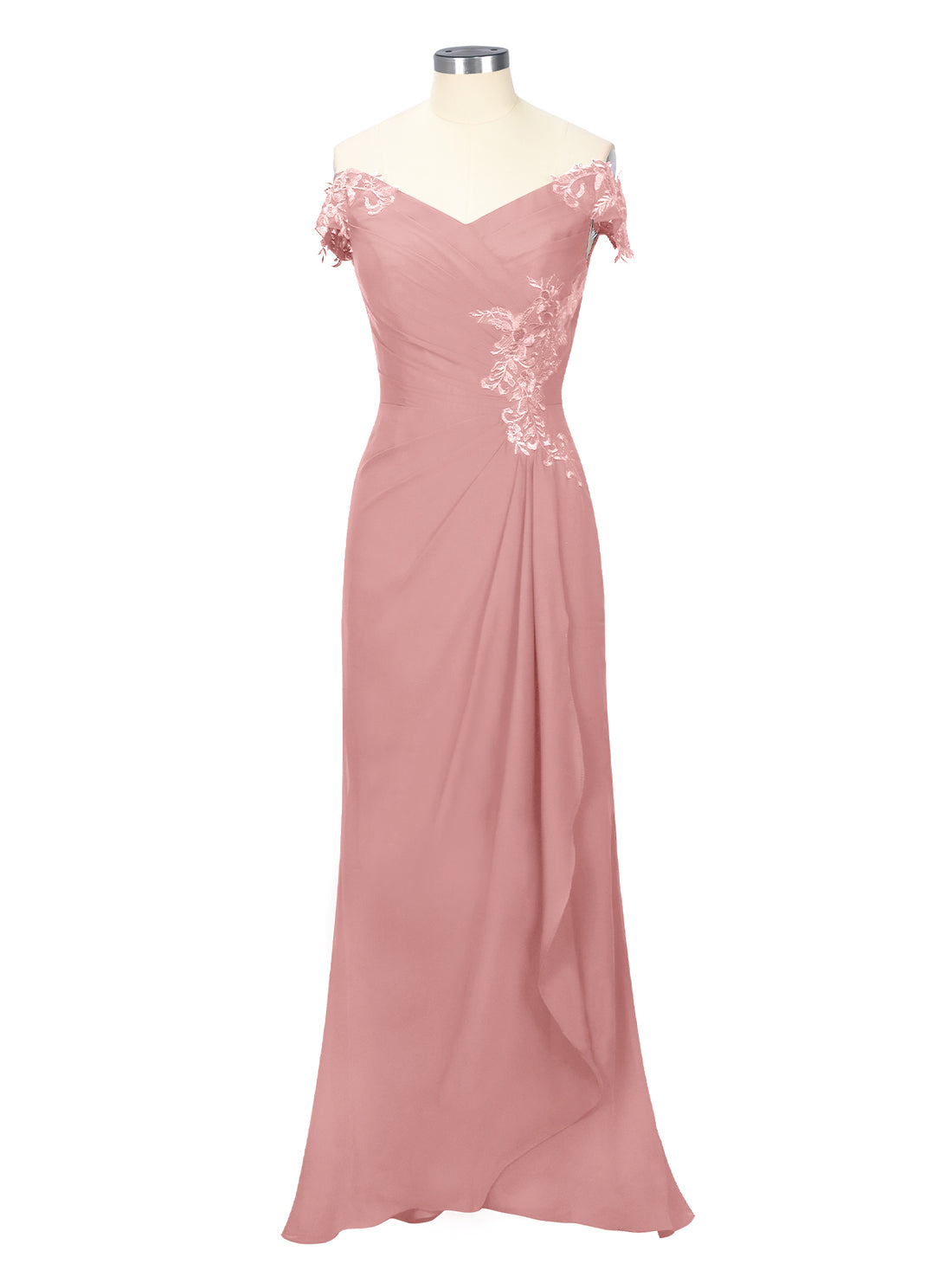 Off-Shoulder Chiffon Sheath Dress 