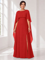 Chiffon Mother of the Bride Dress with Cape Overlay 