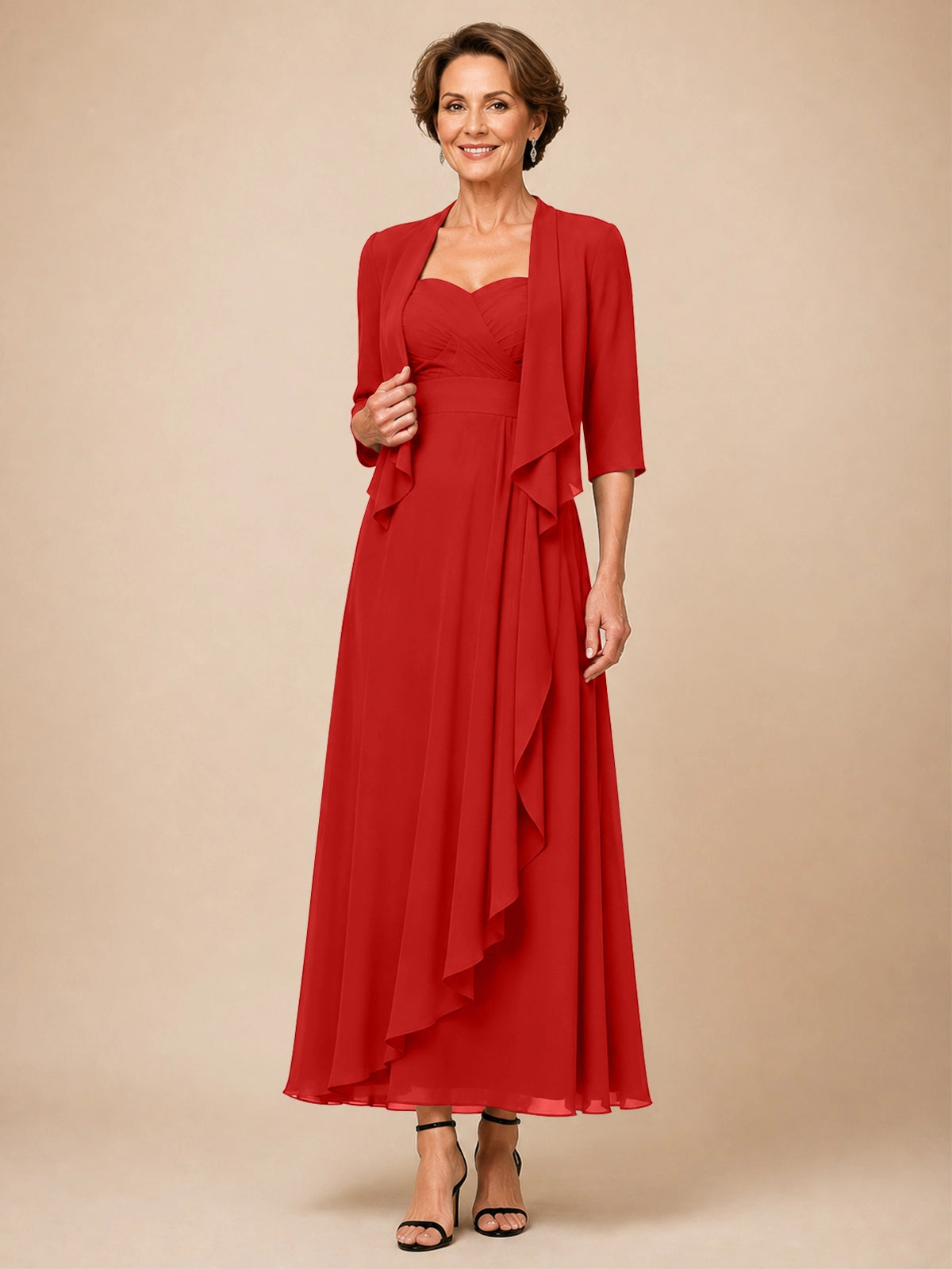 Two-piece Mother of the Bride Dress with Ruffle Design 