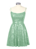 Sequin Scoop Neckline Mini Dress 