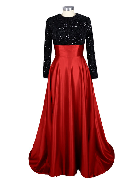 Sequin Jewel Neckline Prom Dress 
