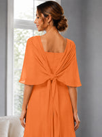 Chiffon Mother of the Bride Dress with Cape Overlay