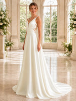 Satin Wedding Dress with Illusion Mesh Back