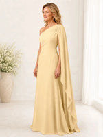 Sheath Mother of the Bride Dress with One-Shoulder Cape Sleeve