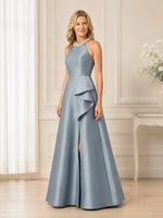 Halter Neck Mother of the Bride Dress with Slit