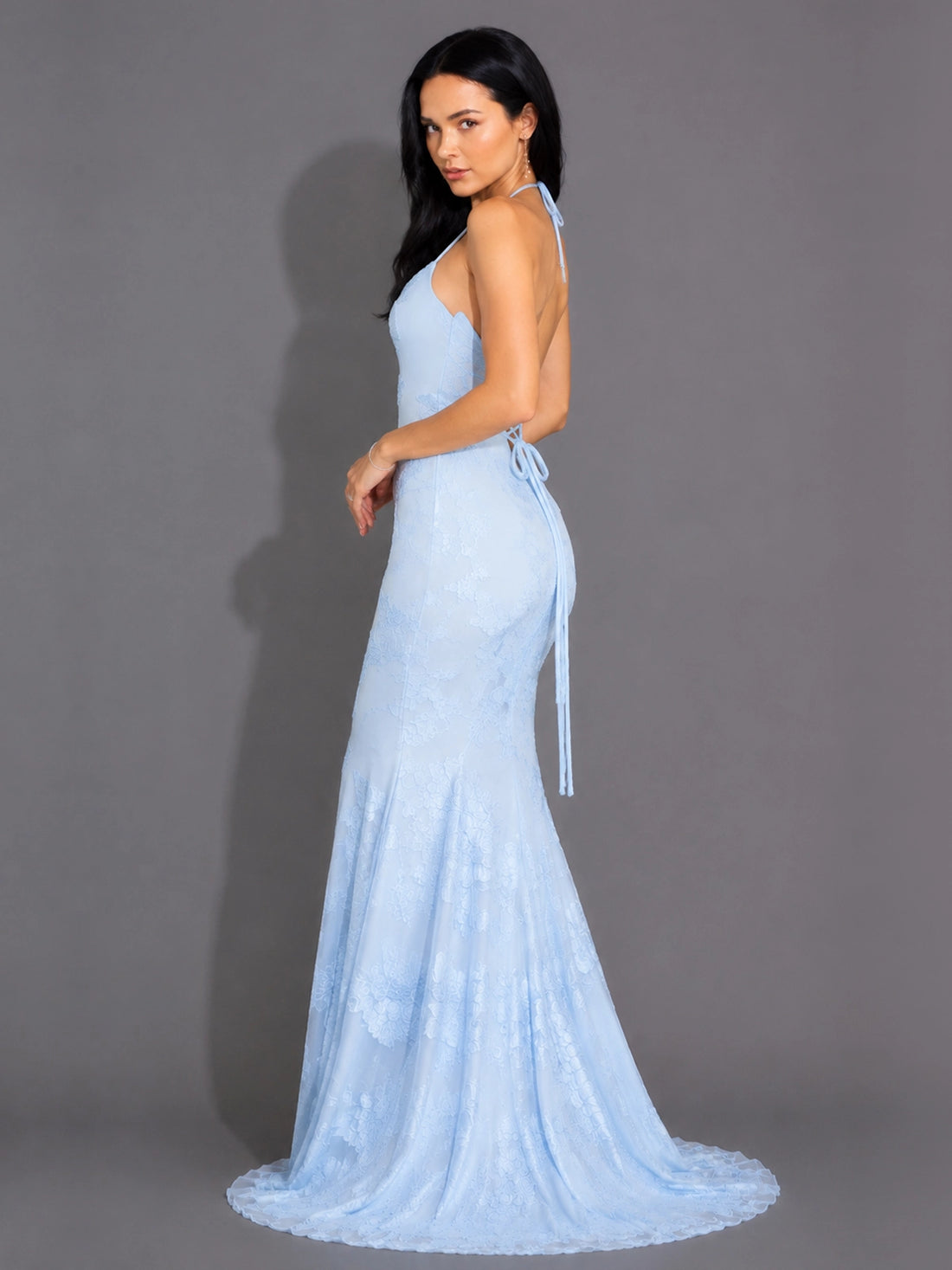 Corded Lace Prom Dress with Sweep Train
