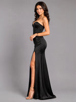 Silk-like Prom Dress with High Slit
