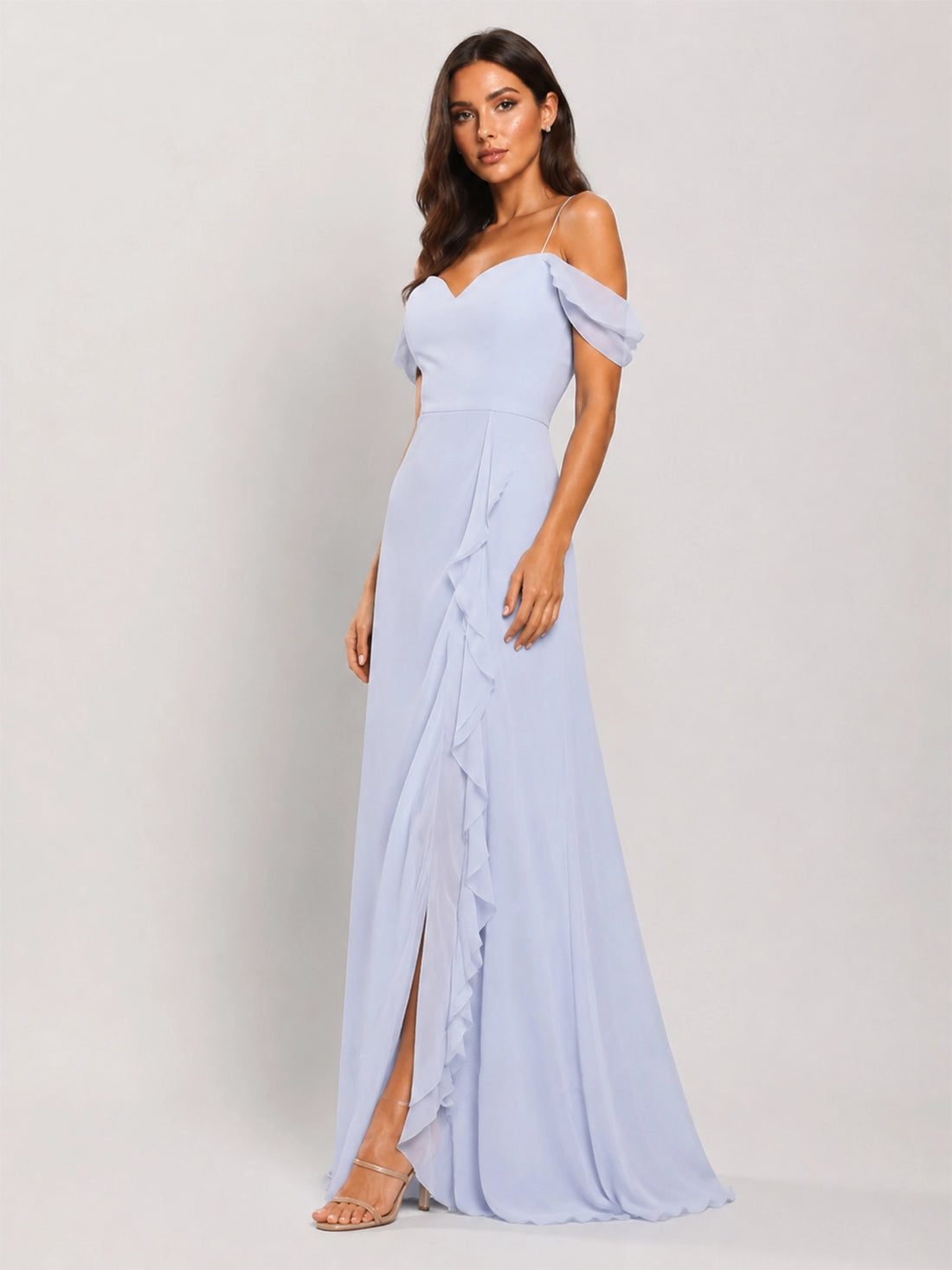 Sweetheart Neckline Bridesmaid Dress with Ruffled Details