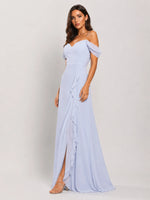 Sweetheart Neckline Bridesmaid Dress with Ruffled Details