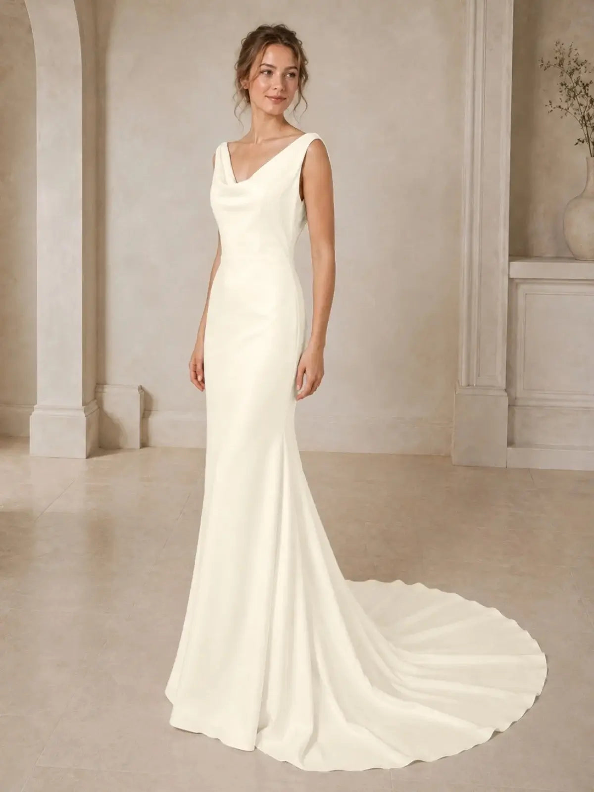 Minimalist A-Line Wedding Dress with Court Train
