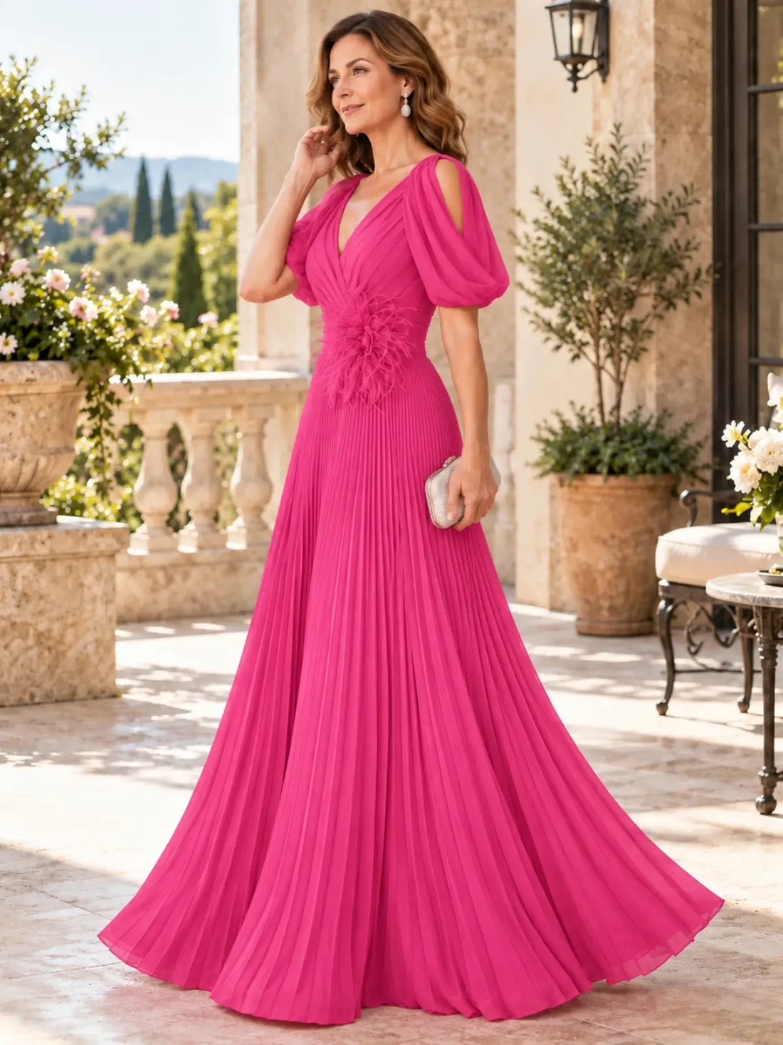 A-Line Mother of the Bride Dress with Feather Details