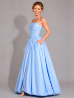 Iridescent Taffeta Prom Dress with High Slit