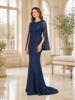 Sheath Mother of the Bride Dress with Split Bell Sleeves