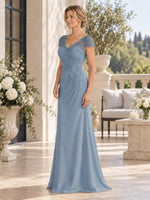 Sheath Mother of the Bride Dress with Cap Sleeves