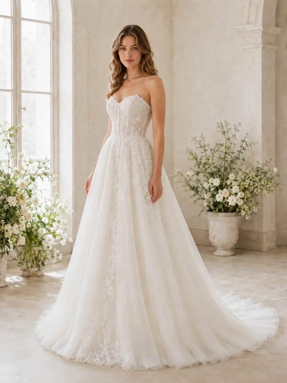 Elegant Tulle Ball Gown Wedding Dress