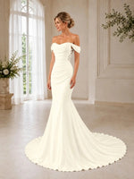Off-the-Shoulder Wedding Dress with Appliques