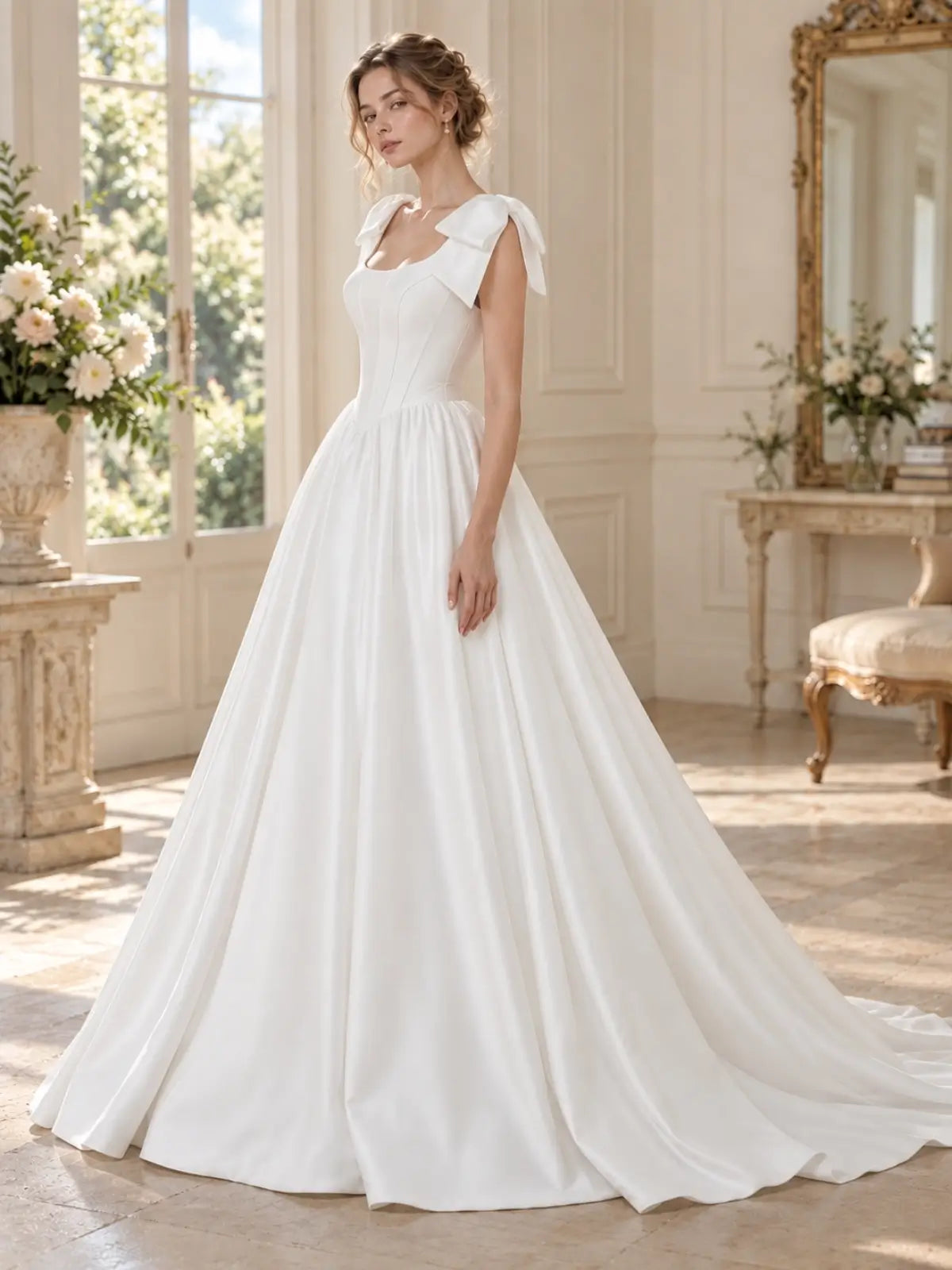 A-Line Wedding Dress with Elegant Bow Details