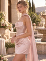 Strapless Homecoming Dress with Matching Scarf