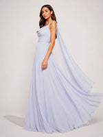 Chiffon Bridesmaid Dress with Draped Scarf