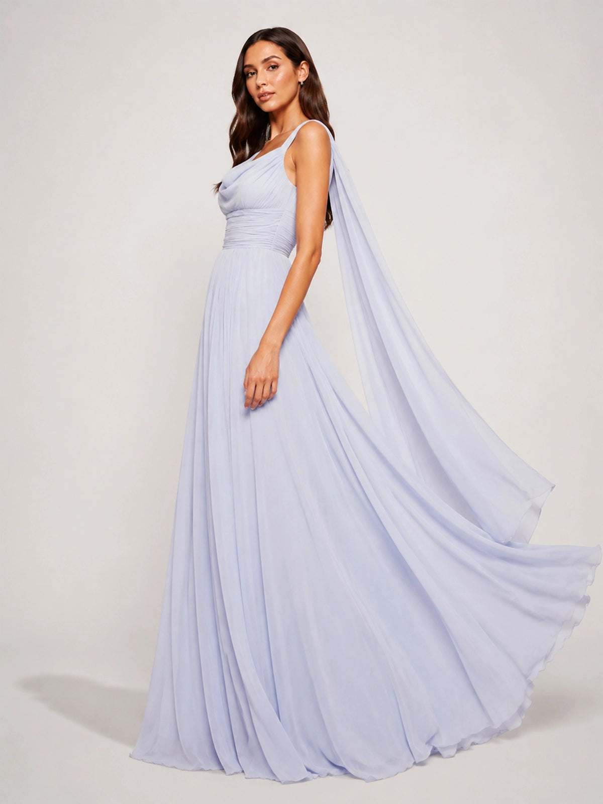 Chiffon Bridesmaid Dress with Draped Scarf
