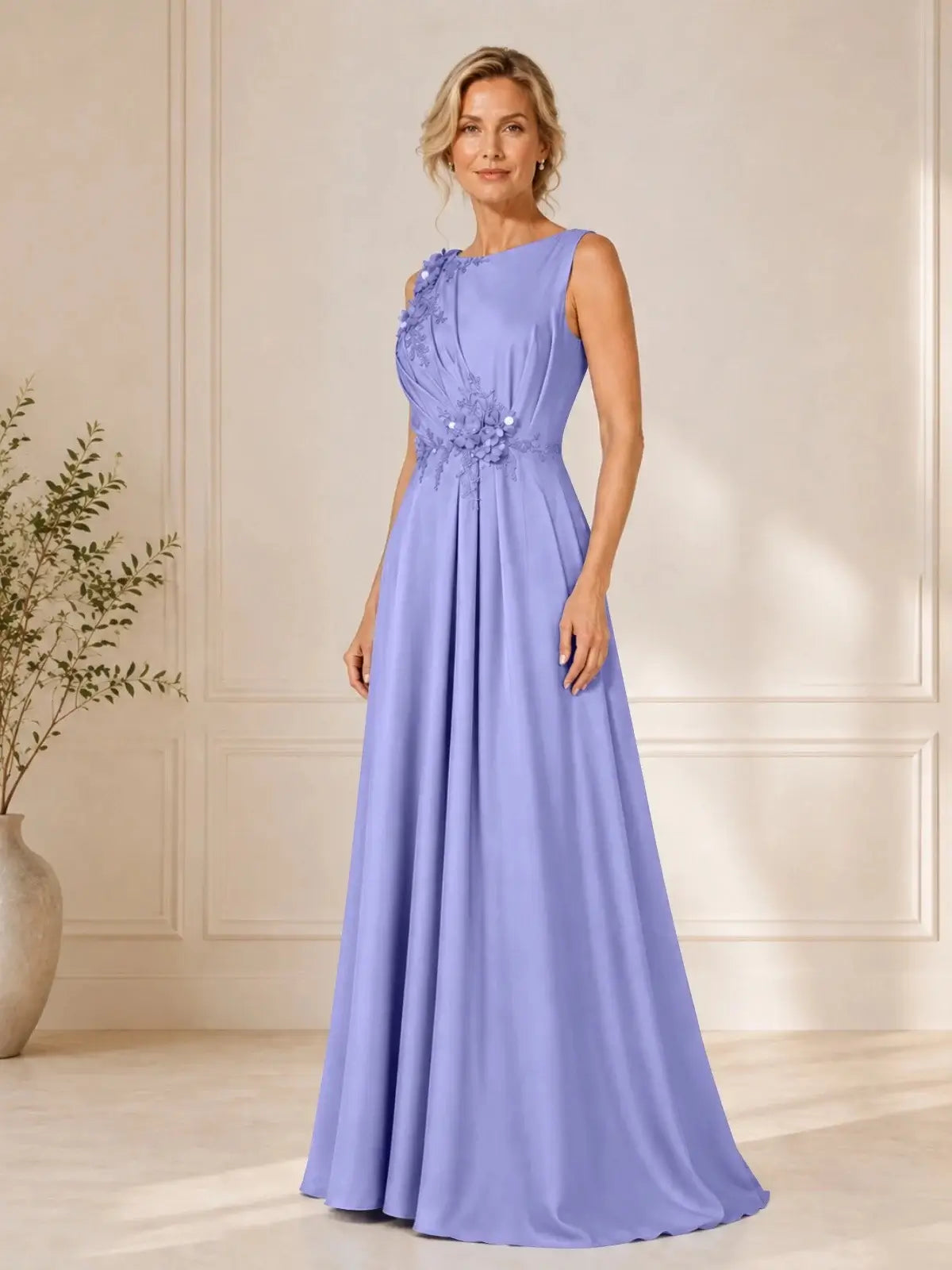 A Line Mother of the Bride Dress with 3D Flowers