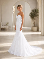 Lace Applique Wedding Dress with Court Train