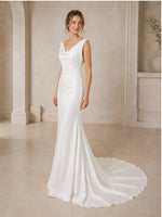 Minimalist A-Line Wedding Dress with Sweep Train