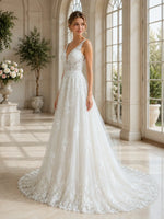 V-Neck Lace Wedding Dress