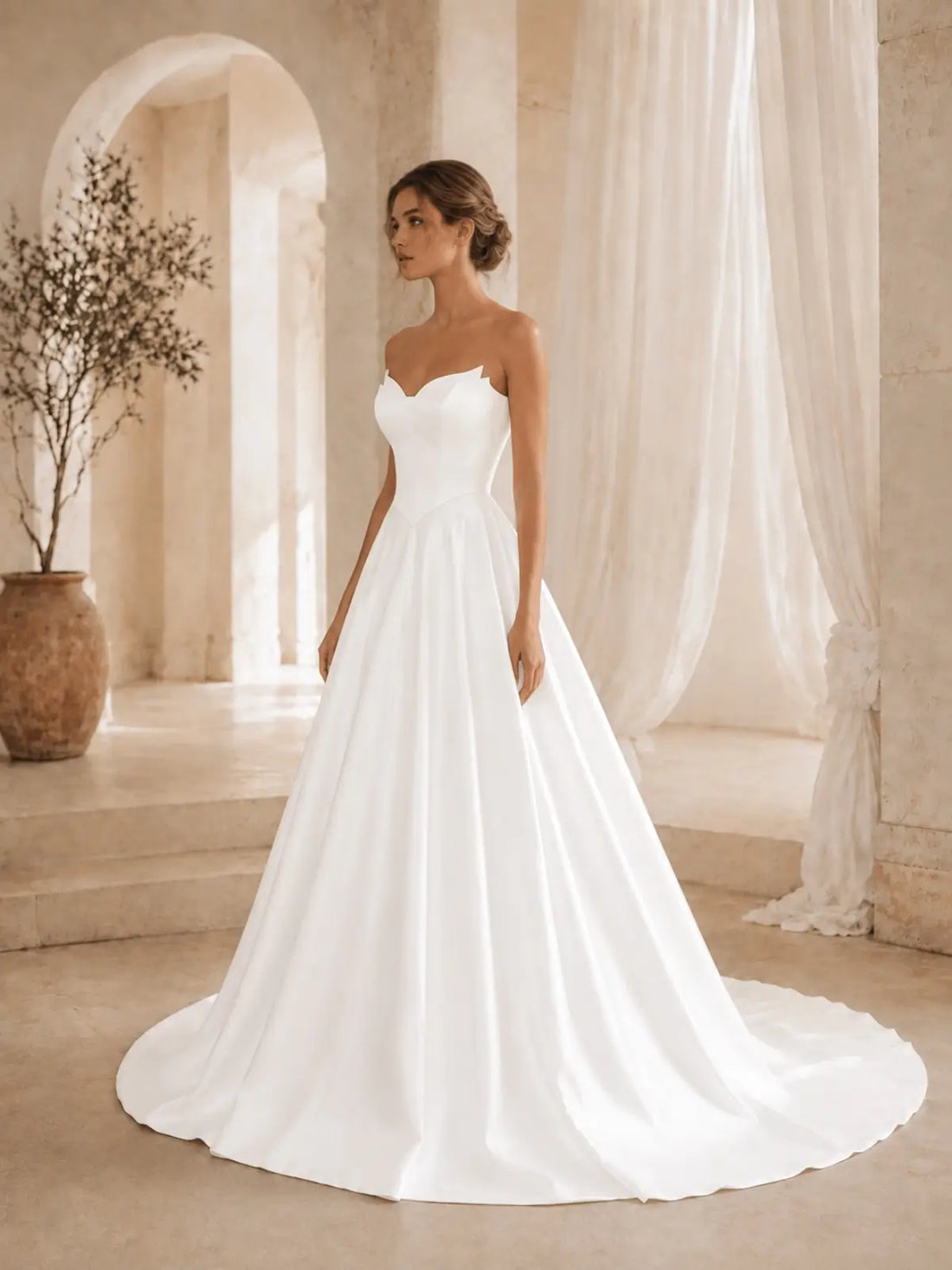 Minimalist Sweetheart Neckline Wedding Dress