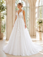 A-Line Wedding Dress with Tulle Details
