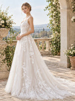 Wide Strap Wedding Dress with Cathedral Train Design