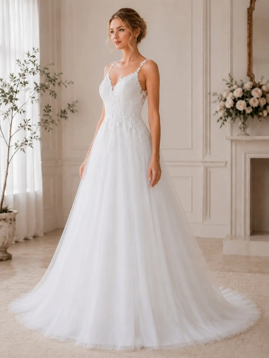 Tulle Wedding Dress with Cutout Details
