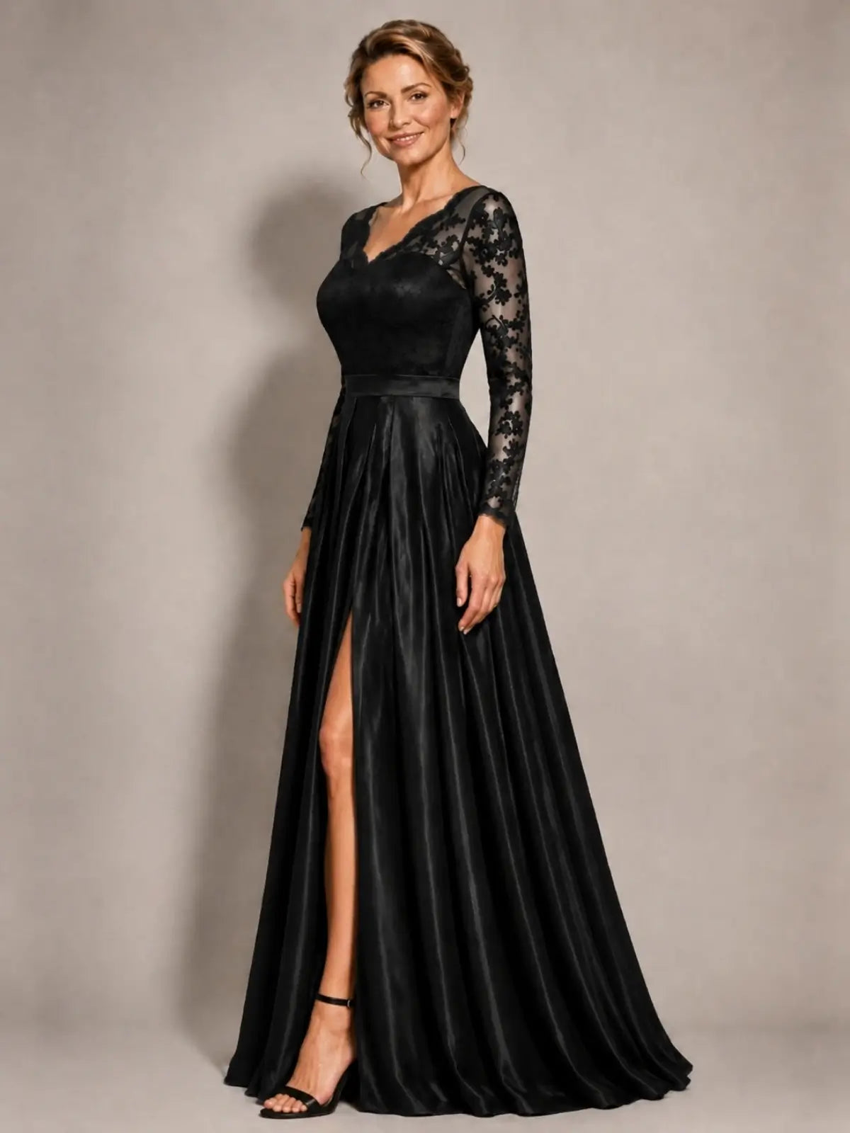 Satin Mother of the Bride Dress with Appliques