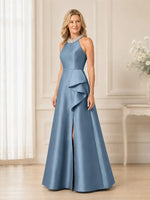 Halter Neck Mother of the Bride Dress with Slit
