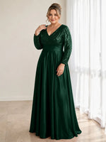 Sequined Sleeves Corset A-Line Dress-Plus Size 