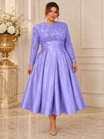Sequined Mother Dress with Pockets-Plus Size 