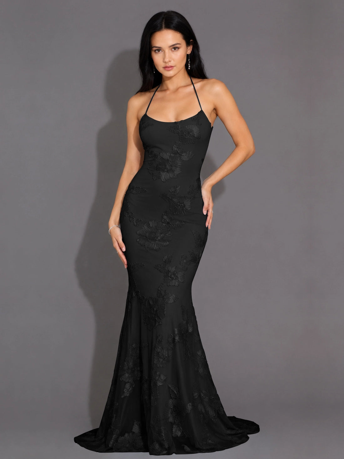 Corded Lace Prom Dress with Sweep Train 