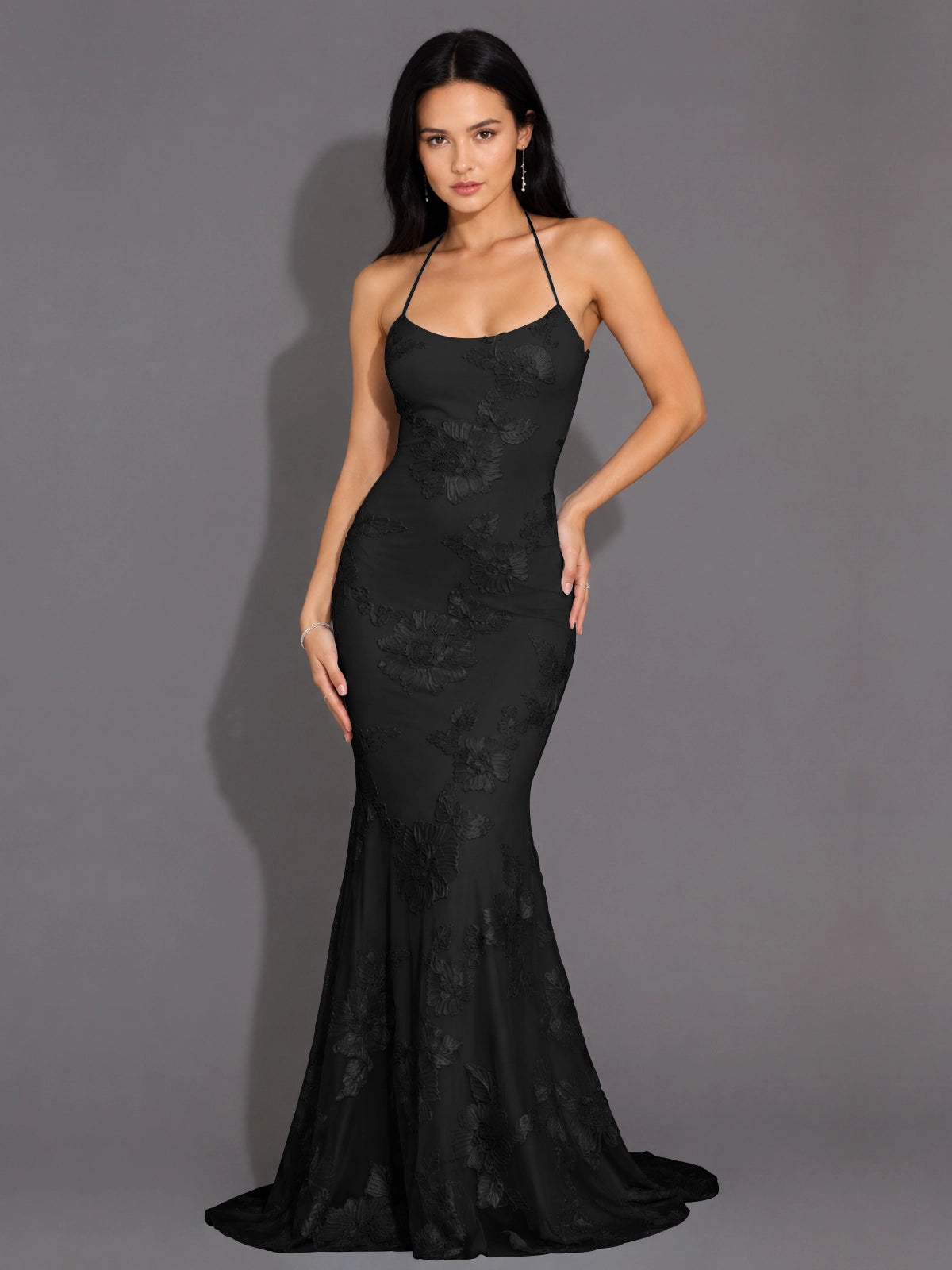 Corded Lace Prom Dress with Sweep Train 