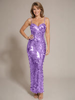 Sequined Tulle Prom Dress with Back Slit 