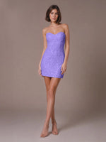 Velvet Sequin Homecoming Dress with Sweetheart Neckline 