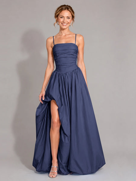 Iridescent Taffeta Prom Dress with High Slit 