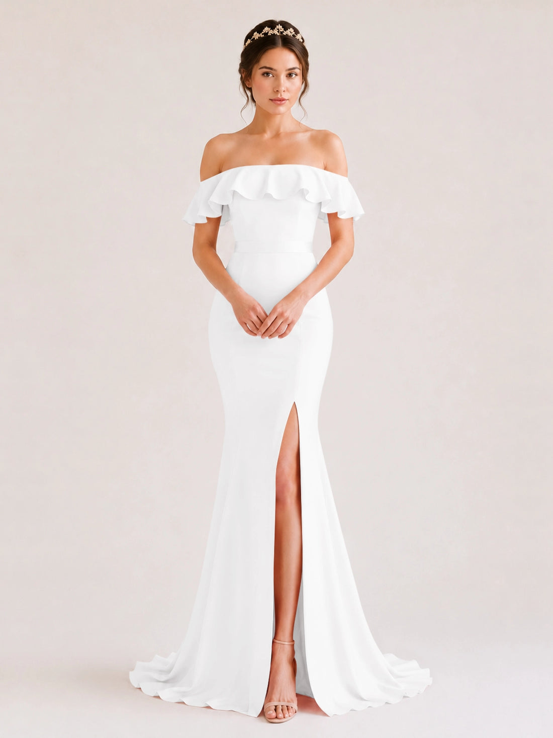 Mermaid Bridesmaid Dress with Ruffle Design 