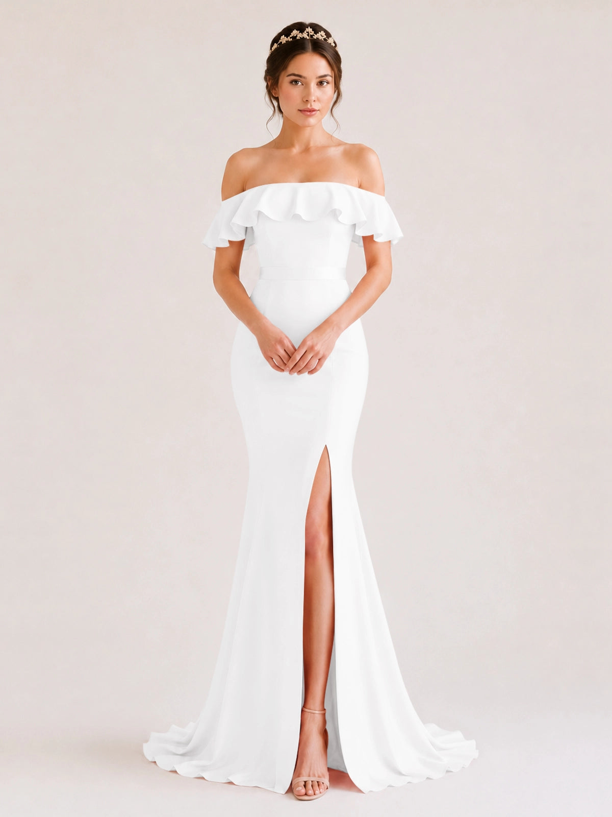 Mermaid Bridesmaid Dress with Ruffle Design 