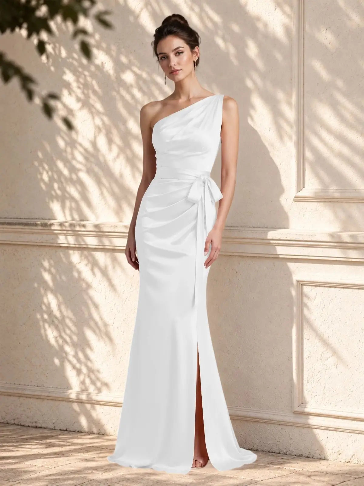 One-Shoulder Bridesmaid Dress with Sash